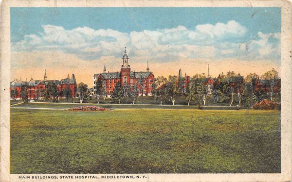 Middletown New York State Hospital for Insane Main Bldgs Postcard AA84335