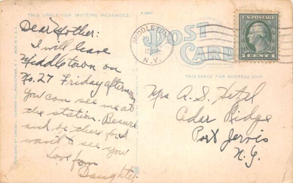 Middletown New York State Hospital for Insane Main Bldgs Postcard AA84335 - Image 2