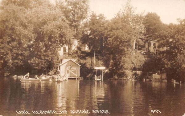 Lake Kegonsa Wisconsin ? Olsons Store Water View Real Photo Postcard AA84365