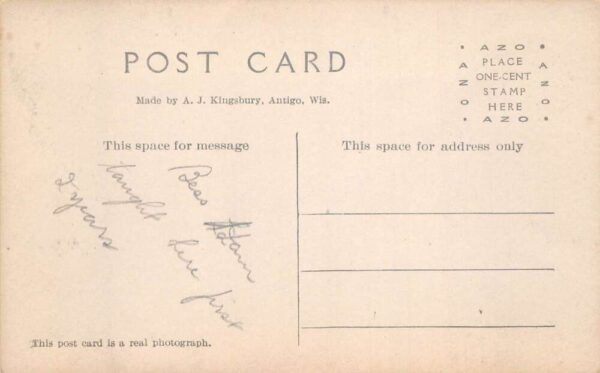 Shicton Wisconsin Allendal's Cut Real Photo Vintage Postcard AA84378 - Image 2