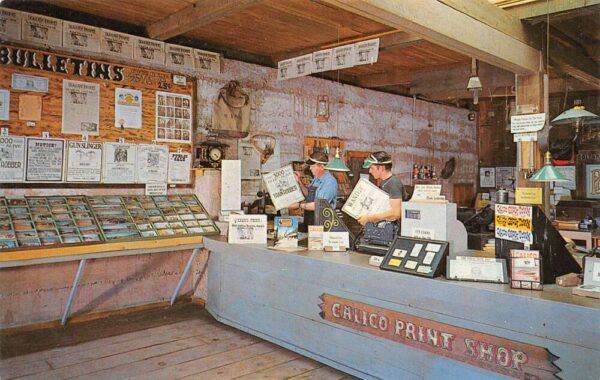 Barstow California Calico Ghost Town, Print Shop, Chrome, Vintage PC U18404