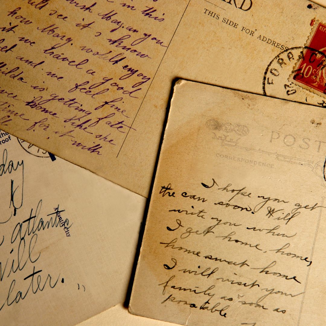 stack of vintage postcards