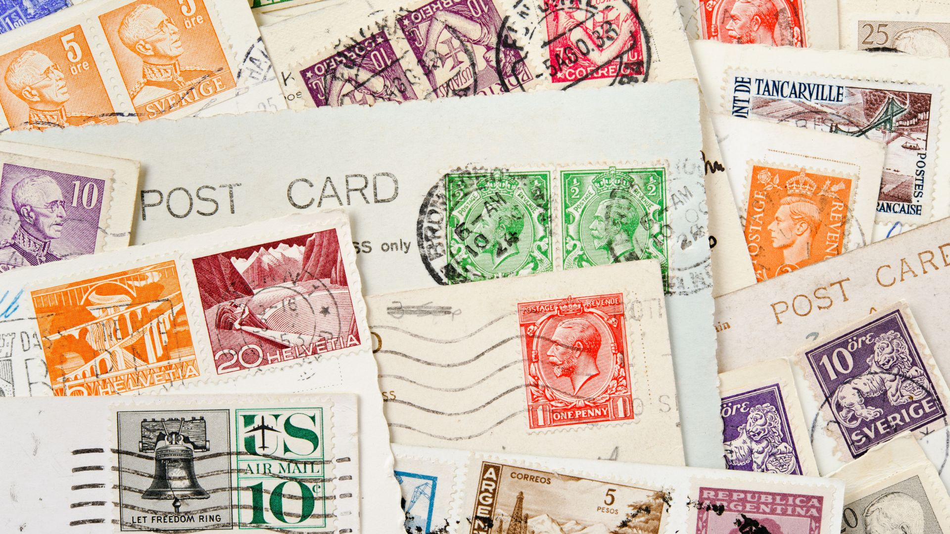 collection of stamped postcards