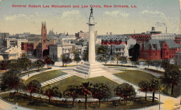 New Orleans Louisiana Gen. Lee Monument & Lee Circle, Color Lithograph PCU14307