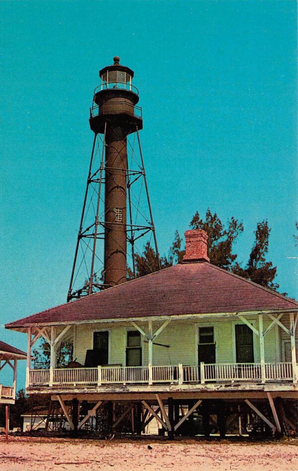 Sanibel Island Florida Light House, Photochrome Vintage Postcard U14308
