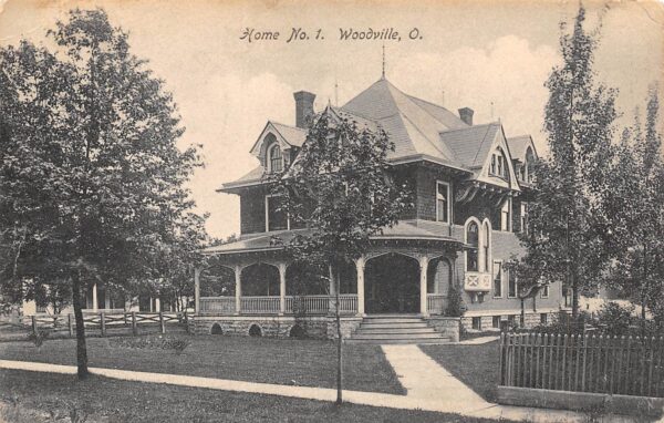 Woodville Ohio Home No.1, B/W Lithograph Vintage Postcard U14311