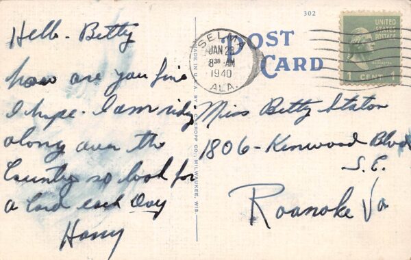 Selma Alabama King Memorial Hospital, White Border Vintage Postcard U14317 - Image 2