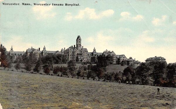 Worcester Massachusetts Worcester Insane Hospital, Color Lithograph PC U14351