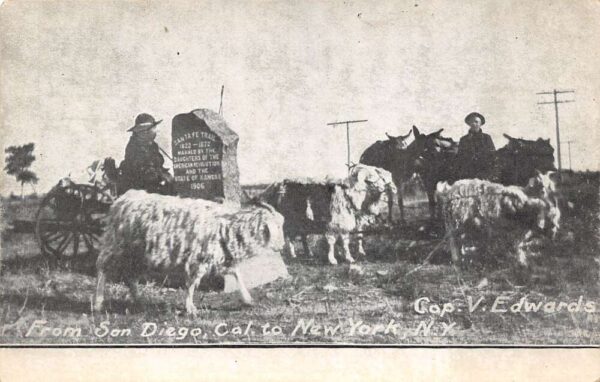 San Diego California Captain V. Edwards, Santa Fe Trail, Goat Cart, PC U14428