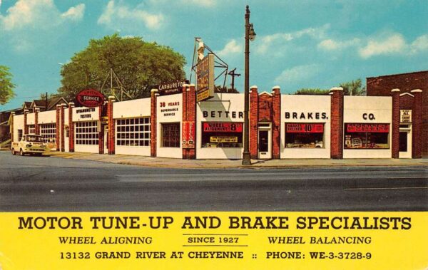 Detroit Michigan Better Brakes Company, Photochrome Vintage Postcard U14441