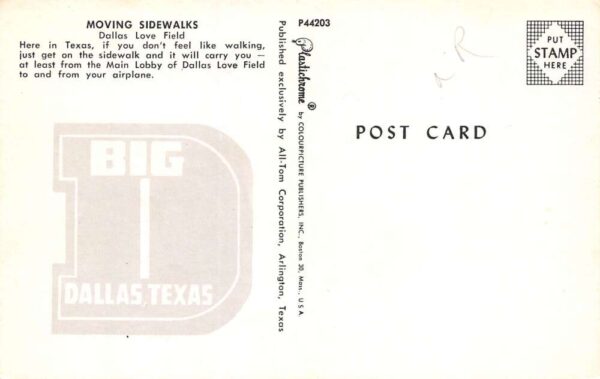 Dallas Texas Dallas Love Field, Moving Sidewalks, Chrome Vintage Postcard U14447 - Image 2