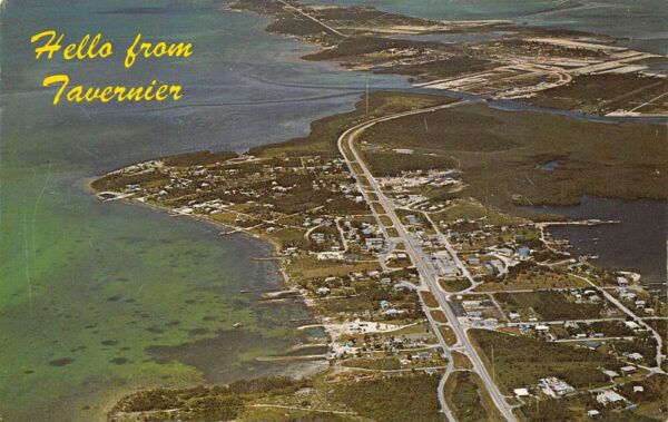 Tavernier Florida Aerial View of Tavernier, Photochrome Vintage Postcard U14450