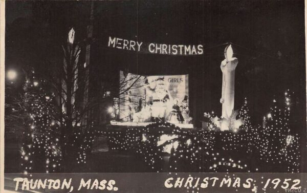 Taunton Massachusetts 1952 Christmas Celebration Real Photo Postcard AA76433