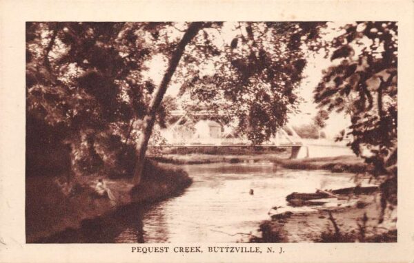 Buttzville New Jersey Pequest Creek, B/W Lithograph Vintage Postcard U14545