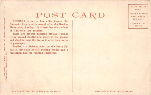 Needles California Street Scene, White Border Vintage Postcard U14571 - Image 2