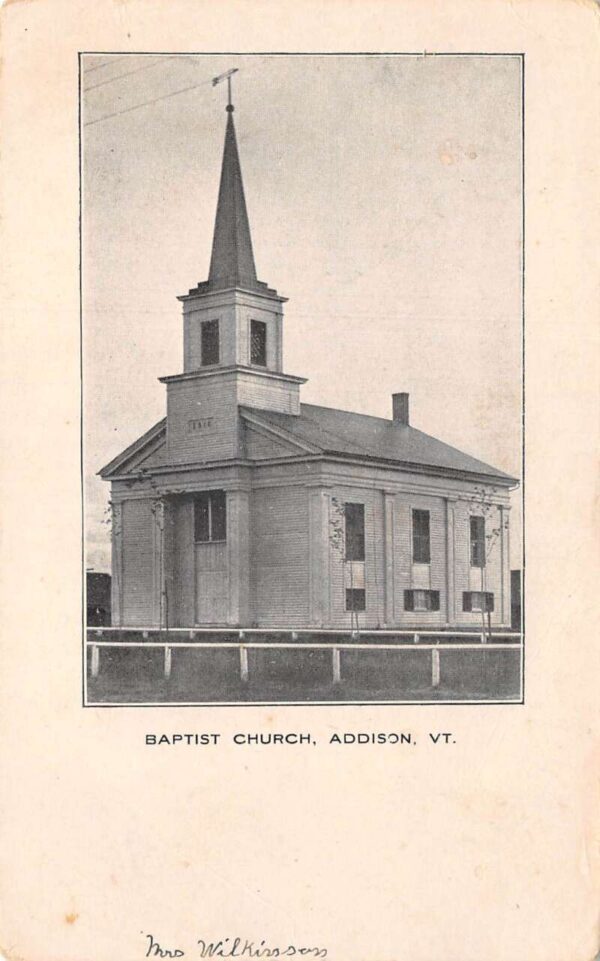 Addison Vermont Baptist Church, Undivided Back Vintage Postcard U14577