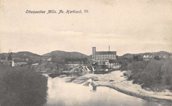 North Hartland Vermont Ottaquechee Mills, B/W Lithograph Vintage Postcard U14579