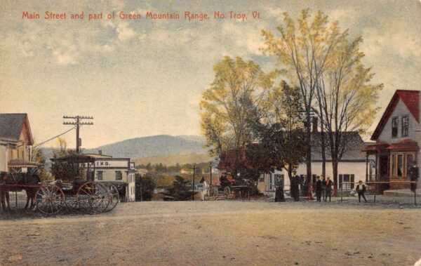 North Troy Vermont Main St. & Part Of Green Mtn. Range, Vintage PC U14580