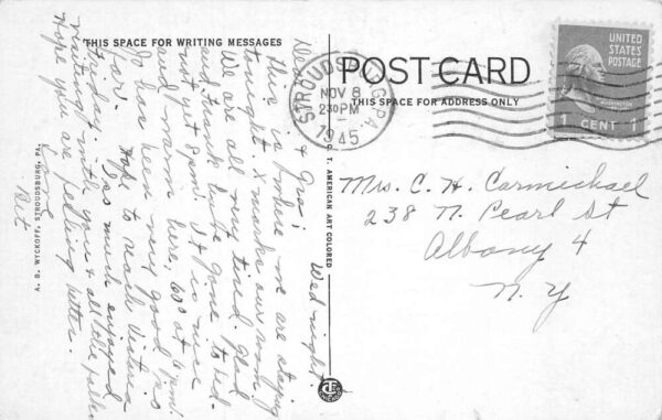Snydersville Pennsylvania Clearview Rest, Gas Pumps, White Border PC U14585 - Image 2