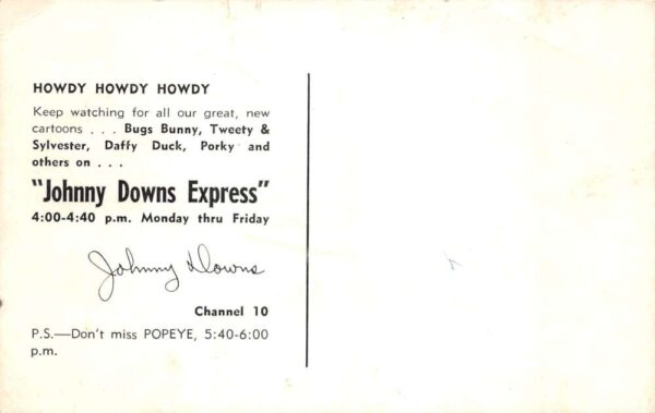Johnny Downs Express Town Talk Bread TV Show Ad Vintage Postcard AA76564 - Image 2
