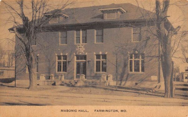 Farmington Missouri Masonic Hall, Sepia Tone Photo Print Vintage Postcard U14821