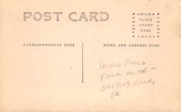 Bartonsville Pennsylvania Pocono Falls Farm House Real Photo Postcard AA76738 - Image 2