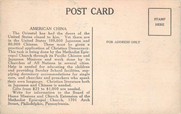 Philadelphia Pennsylvania Church Missionary American China Children PC AA76804 - Image 2