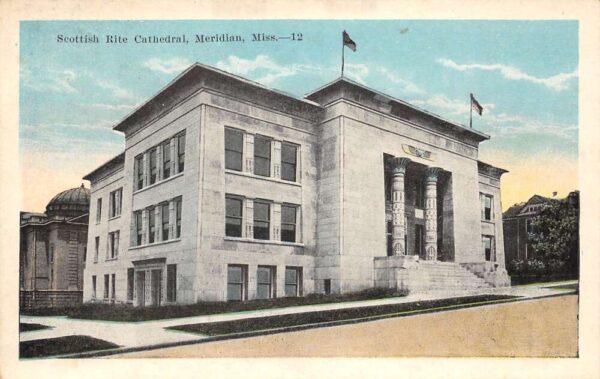 Meridian Mississippi Scottish Rite Cathedral, Sky Tinted, Vintage PC U15058