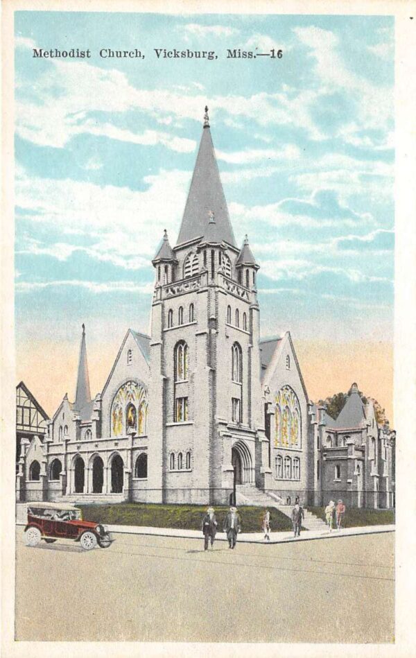 Vicksburg Mississippi Methodist Church, White Border Vintage Postcard U15063