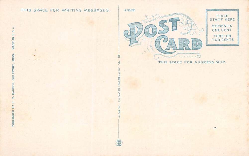 Gulfport Mississippi Post Office, White Border Vintage Postcard U15064 - Image 2