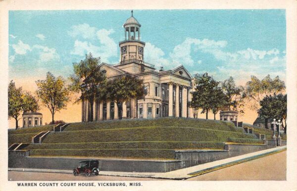 Vicksburg Mississippi Warren County Court House, White Border Vintage PC U15067