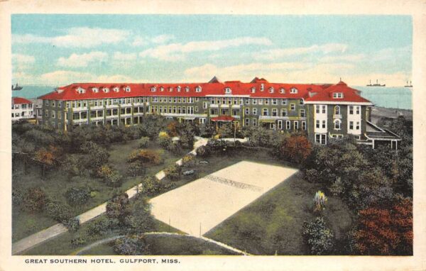 Gulfport Mississippi Great Southern Hotel, White Border Vintage Postcard U15068