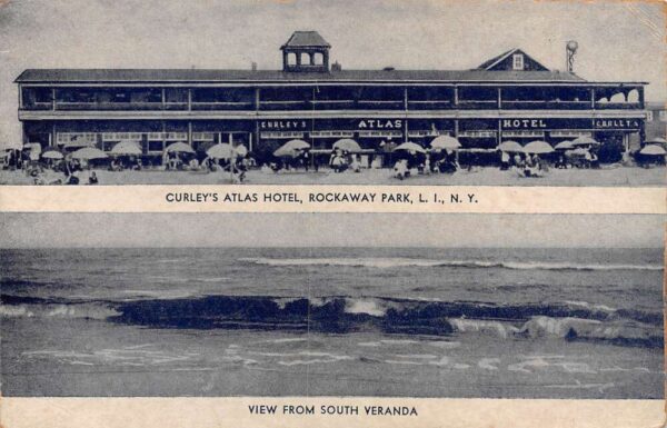 Long Island New York Curley's Atlas Hotel, Rockaway Park, Vintage PC U15078