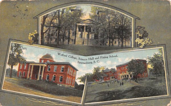 Spartanburg South Carolina Wofford College, Main Entrance, Science Hall & Fitting School,PC U15135