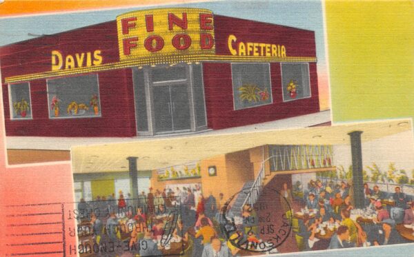 Atlanta Georgia Davis' Fine Foods Cafeteria, Multi-View Linen Vintage PC U15141