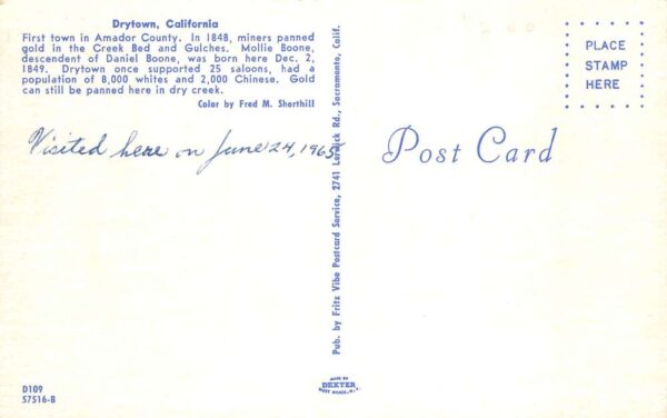 Drytown California Street Scene Vintage Postcard AA76900 - Image 2