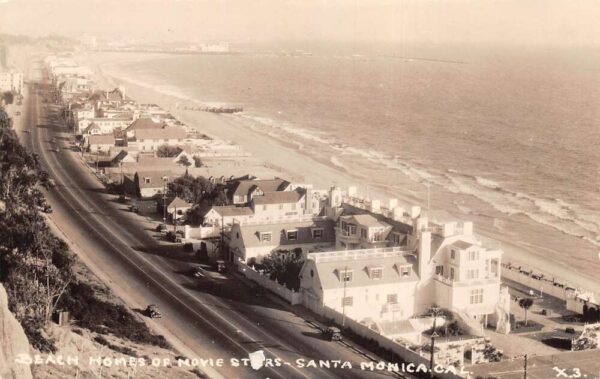 Santa Monica California Beach Homes of Movie Stars Real Photo Postcard AA76937