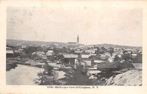 Croghan New York Birds Eye View Vintage Postcard AA76945