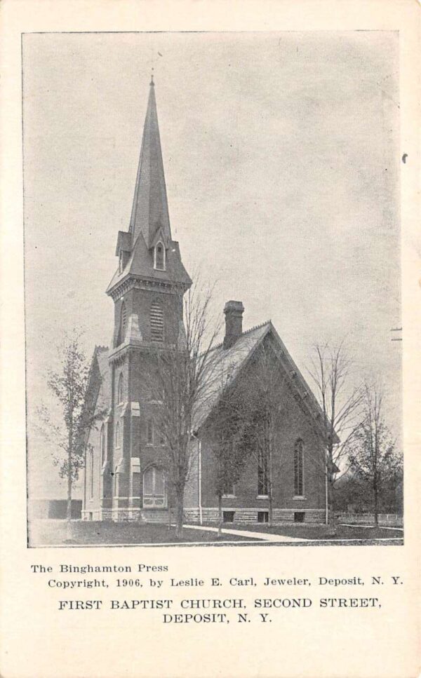 Deposit New York First Baptist Church Second Street Vintage Postcard AA76952
