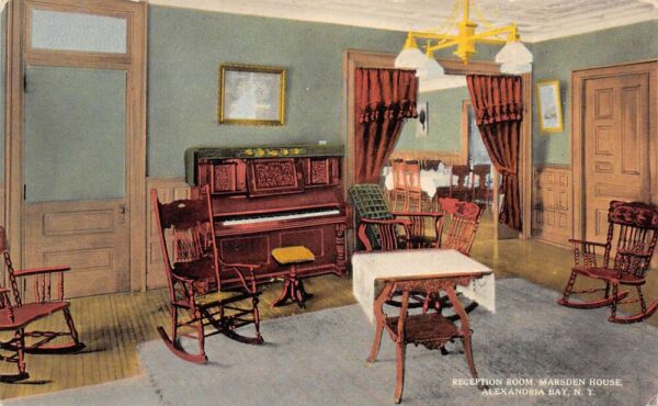 Alexandria Bay New York Reception Room, Marsden House, Vintage Postcard U15215