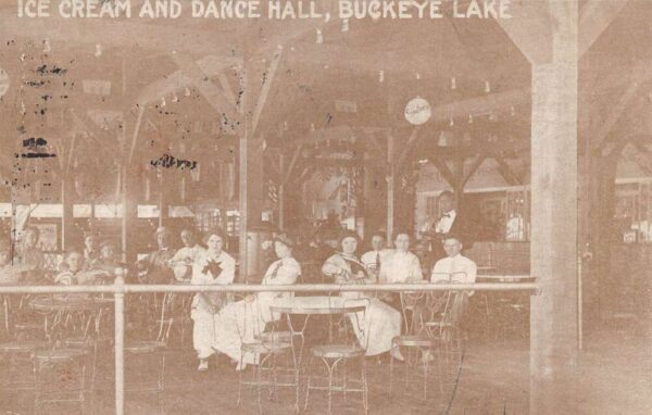 Buckeye Lake Ohio Ice Cream and Dance Hall Interior View Postcard AA77159