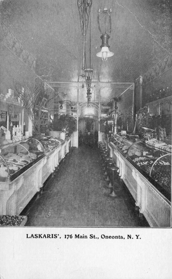 Oneonta New York Laskaris Bakery Deli Interior Food Vintage Postcard AA77163
