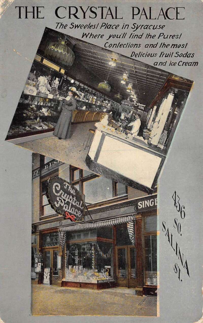 Syracuse New York The Crystal Palace Ice Cream Vintage Postcard AA77164