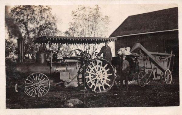 Steam Engine Tractor Farming Equipment Real Photo Vintage Postcard AA77167