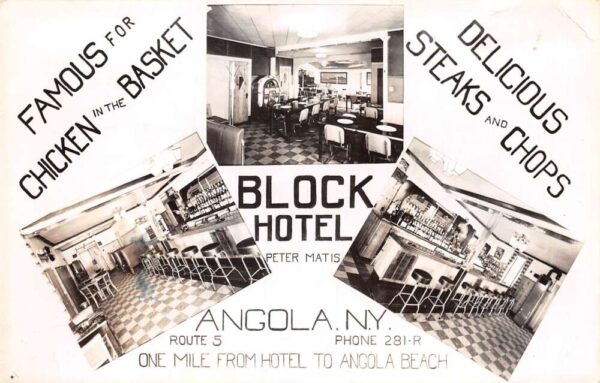 Angola New York Block Hotel and Restaurant Jukebox Real Photo Postcard AA77174