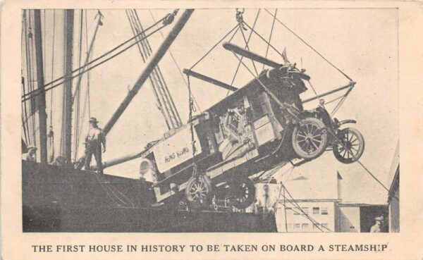 Travel Wagon Camper Car First House on a Steamship Vintage Postcard AA77176