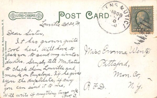 Lowville New York Depots Train Station Vintage Postcard AA77197 - Image 2