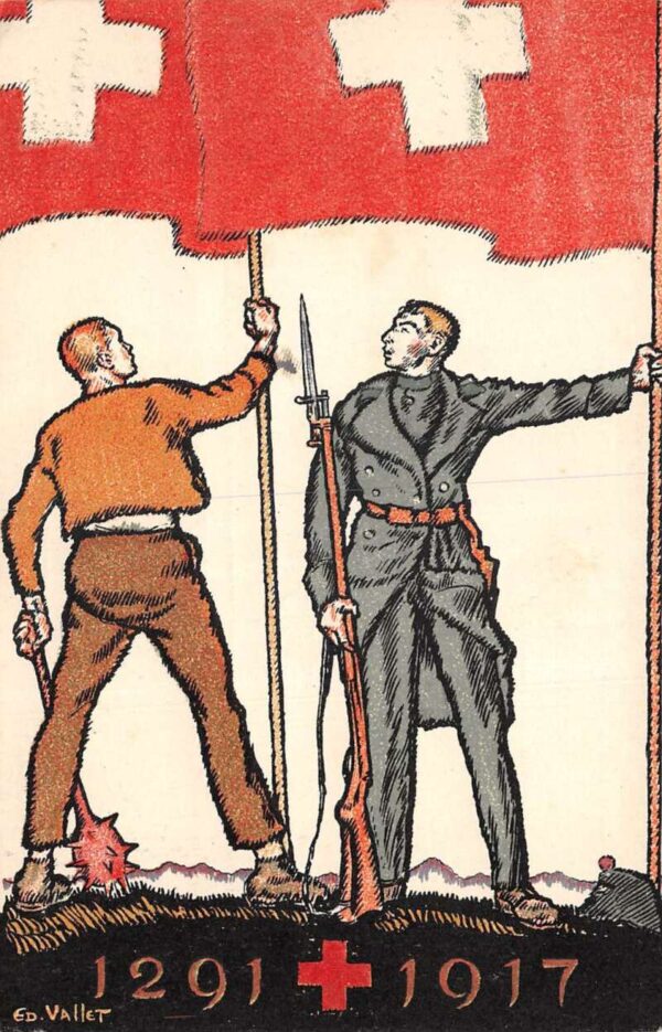 Swizerland Red Cross Henry Durant Ed Vallet Artist Signed Postcard AA77214