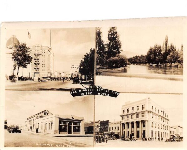 Reno Nevada SP Depot Train Station Multiview Real Photo Postcard AA77221