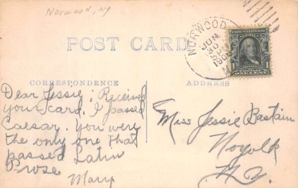 Norwood New York Girls on Sidewalk Cyanotype Blue Real Photo Postcard AA77226 - Image 2